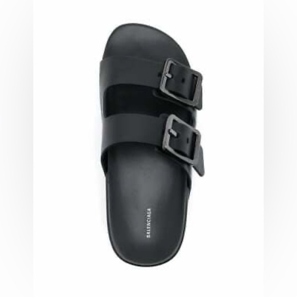 Balenciaga Mallorca' Logo-Engraved Buckle Flatform Flat Platform Leather Sandals